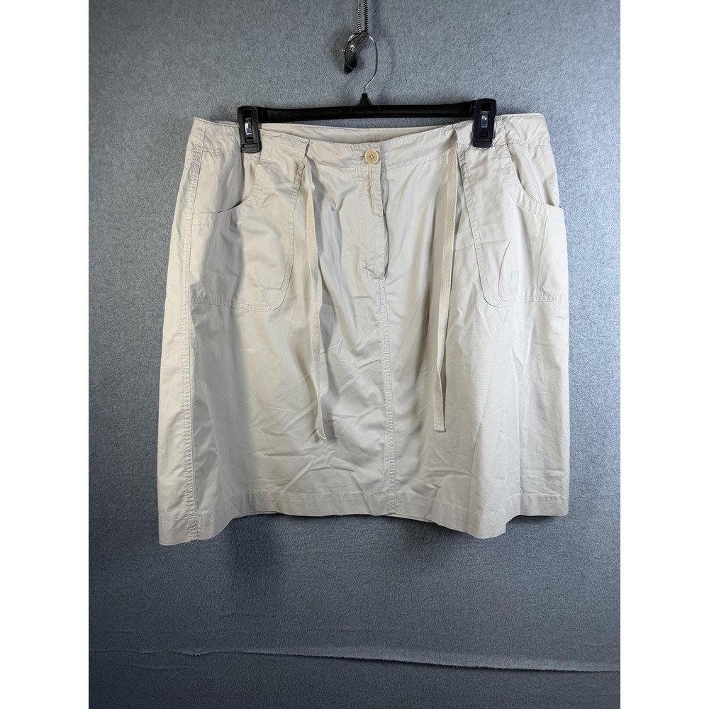 Talbots Skirt Womens 18W Beige Twill A Line Drawstring Pockets Plus Size